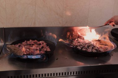 Meat Saute Turkish Et sote with Hair Pie Meat - Sac Tava - Sac Kavurma