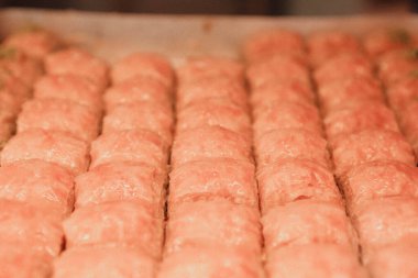 Geleneksel hindistancevizli tatlı baklavası. Ev yapımı fındıklı ve ballı baklava..