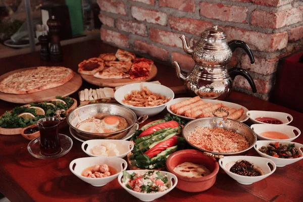 Rich Delicious Turkish Breakfast — Stock Photo, Image