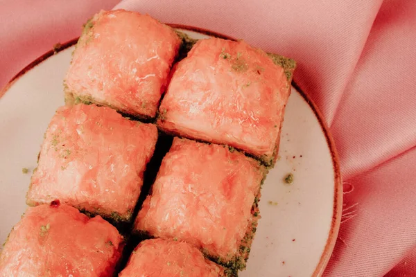 Traditional Turkish Dessert Baklava Cashew Walnuts Homemade Baklava Nuts Honey — Stock Photo, Image