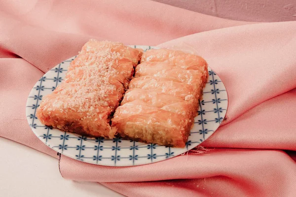 Traditionell Turkisk Dessert Baklava Med Cashew Valnötter Hemgjord Baklava Med — Stockfoto