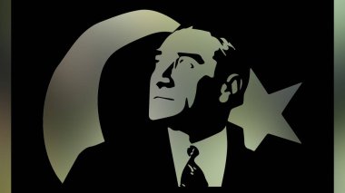 Atatürk 'ün çizimi. Türkiye Cumhuriyeti 'nin ilk cumhurbaşkanı. 