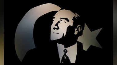 Atatürk 'ün çizimi. Türkiye Cumhuriyeti 'nin ilk cumhurbaşkanı. 