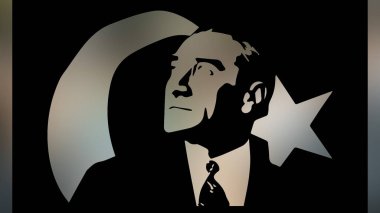 Atatürk 'ün çizimi. Türkiye Cumhuriyeti 'nin ilk cumhurbaşkanı. 