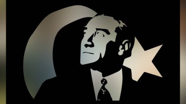 Atatürk 'ün çizimi. Türkiye Cumhuriyeti 'nin ilk cumhurbaşkanı. 