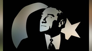 Atatürk 'ün çizimi. Türkiye Cumhuriyeti 'nin ilk cumhurbaşkanı. 