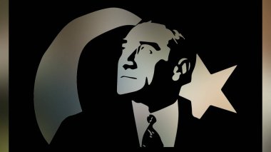 Atatürk 'ün çizimi. Türkiye Cumhuriyeti 'nin ilk cumhurbaşkanı. 