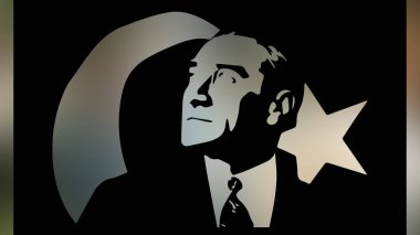 Atatürk 'ün çizimi. Türkiye Cumhuriyeti 'nin ilk cumhurbaşkanı. 