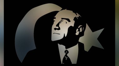 Atatürk 'ün çizimi. Türkiye Cumhuriyeti 'nin ilk cumhurbaşkanı. 