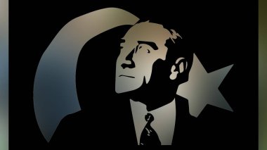 Atatürk 'ün çizimi. Türkiye Cumhuriyeti 'nin ilk cumhurbaşkanı. 