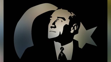 Atatürk 'ün çizimi. Türkiye Cumhuriyeti 'nin ilk cumhurbaşkanı. 