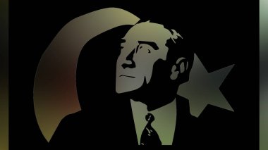 Atatürk 'ün çizimi. Türkiye Cumhuriyeti 'nin ilk cumhurbaşkanı. 