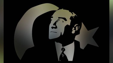 Atatürk 'ün çizimi. Türkiye Cumhuriyeti 'nin ilk cumhurbaşkanı. 
