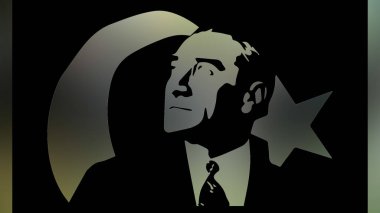 Atatürk 'ün çizimi. Türkiye Cumhuriyeti 'nin ilk cumhurbaşkanı. 