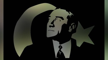 Atatürk 'ün çizimi. Türkiye Cumhuriyeti 'nin ilk cumhurbaşkanı. 
