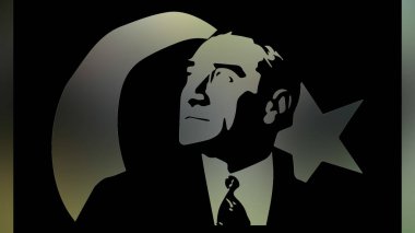 Atatürk 'ün çizimi. Türkiye Cumhuriyeti 'nin ilk cumhurbaşkanı. 