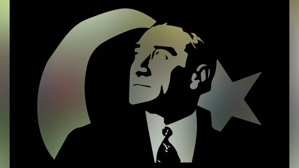 Ataturk's illustration. First president of republic of Turkey. 