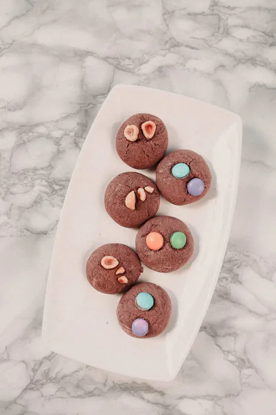 Galletas Con Chispas Chocolate Negro — Foto de Stock