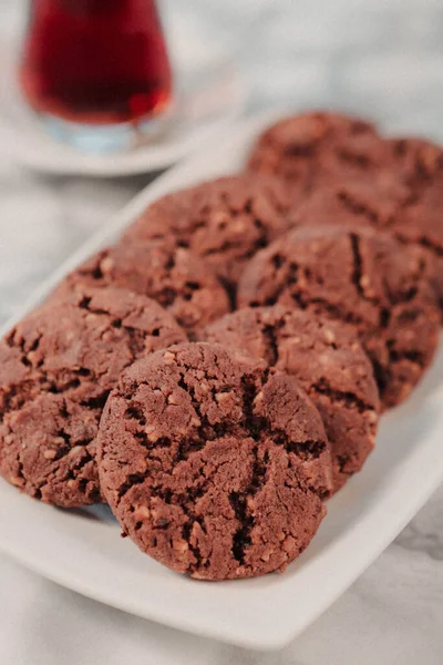 Biscoitos Com Chips Chocolate Escuro — Fotografia de Stock