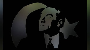 Atatürk 'ün çizimi. Türkiye Cumhuriyeti 'nin ilk cumhurbaşkanı. 