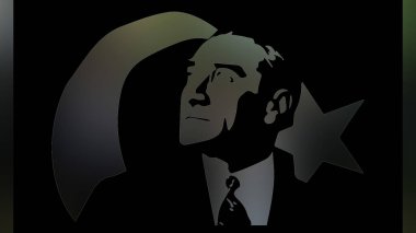 Atatürk 'ün çizimi. Türkiye Cumhuriyeti 'nin ilk cumhurbaşkanı. 