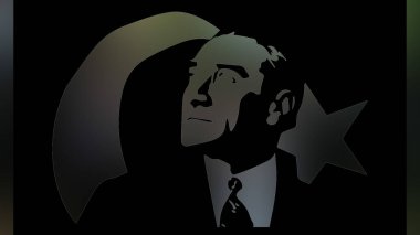 Atatürk 'ün çizimi. Türkiye Cumhuriyeti 'nin ilk cumhurbaşkanı. 