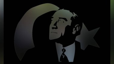 Atatürk 'ün çizimi. Türkiye Cumhuriyeti 'nin ilk cumhurbaşkanı. 