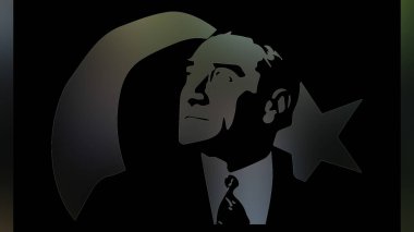 Atatürk 'ün çizimi. Türkiye Cumhuriyeti 'nin ilk cumhurbaşkanı. 