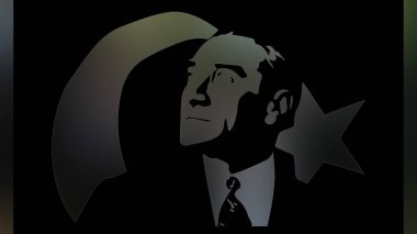 Atatürk 'ün çizimi. Türkiye Cumhuriyeti 'nin ilk cumhurbaşkanı. 