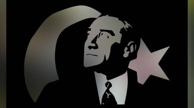 Atatürk 'ün çizimi. Türkiye Cumhuriyeti 'nin ilk cumhurbaşkanı. 