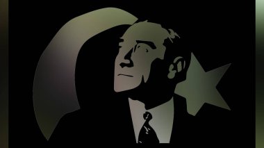 Atatürk 'ün çizimi. Türkiye Cumhuriyeti 'nin ilk cumhurbaşkanı. 