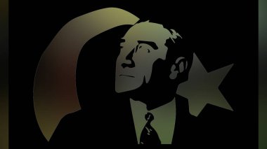 Atatürk 'ün çizimi. Türkiye Cumhuriyeti 'nin ilk cumhurbaşkanı. 