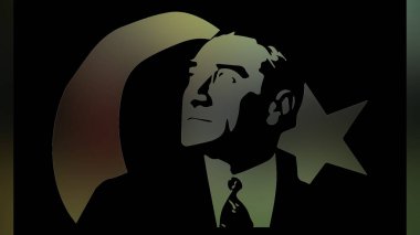 Atatürk 'ün çizimi. Türkiye Cumhuriyeti 'nin ilk cumhurbaşkanı. 