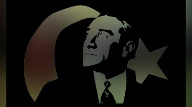 Atatürk 'ün çizimi. Türkiye Cumhuriyeti 'nin ilk cumhurbaşkanı. 