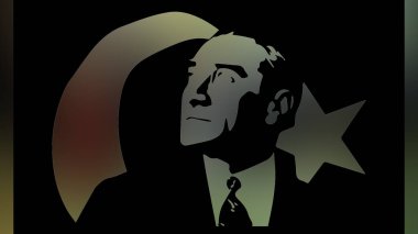 Atatürk 'ün çizimi. Türkiye Cumhuriyeti 'nin ilk cumhurbaşkanı. 
