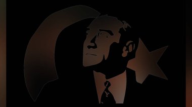 Atatürk 'ün çizimi. Türkiye Cumhuriyeti 'nin ilk cumhurbaşkanı. 