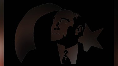 Atatürk 'ün çizimi. Türkiye Cumhuriyeti 'nin ilk cumhurbaşkanı. 