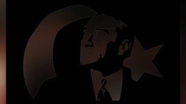 Atatürk 'ün çizimi. Türkiye Cumhuriyeti 'nin ilk cumhurbaşkanı. 
