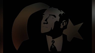 Atatürk 'ün çizimi. Türkiye Cumhuriyeti 'nin ilk cumhurbaşkanı. 