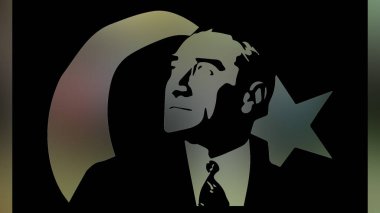 Atatürk 'ün çizimi. Türkiye Cumhuriyeti 'nin ilk cumhurbaşkanı. 