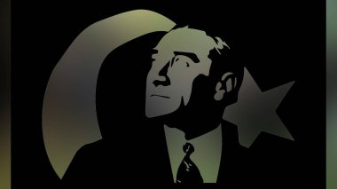 Atatürk 'ün çizimi. Türkiye Cumhuriyeti 'nin ilk cumhurbaşkanı. 