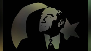 Atatürk 'ün çizimi. Türkiye Cumhuriyeti 'nin ilk cumhurbaşkanı. 