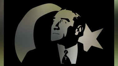 Atatürk 'ün çizimi. Türkiye Cumhuriyeti 'nin ilk cumhurbaşkanı. 