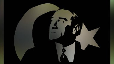 Atatürk 'ün çizimi. Türkiye Cumhuriyeti 'nin ilk cumhurbaşkanı. 