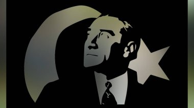 Atatürk 'ün çizimi. Türkiye Cumhuriyeti 'nin ilk cumhurbaşkanı. 