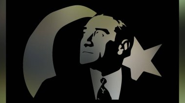 Atatürk 'ün çizimi. Türkiye Cumhuriyeti 'nin ilk cumhurbaşkanı. 