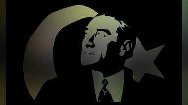 Atatürk 'ün çizimi. Türkiye Cumhuriyeti 'nin ilk cumhurbaşkanı. 