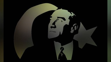 Atatürk 'ün çizimi. Türkiye Cumhuriyeti 'nin ilk cumhurbaşkanı. 