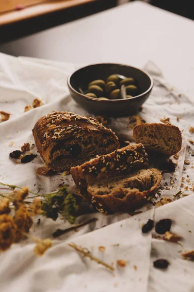 Delicioso Pão Assado Estético Natural — Fotografia de Stock