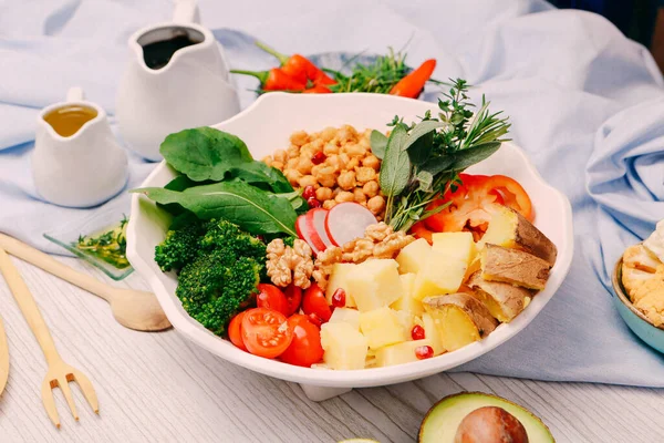 Prato Salada Fresca Com Verduras Misturadas — Fotografia de Stock